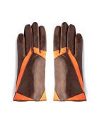 Gants en Cuir d'Agneau doublure Soie Estelle marron foncé