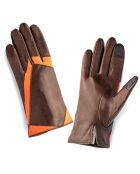 Gants en Cuir d'Agneau doublure Soie Estelle marron foncé