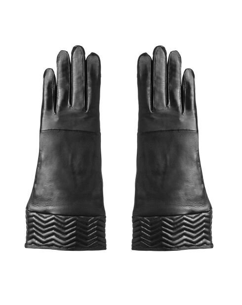 Gants en Cuir d'Agneau doublure Soie Glace noirs