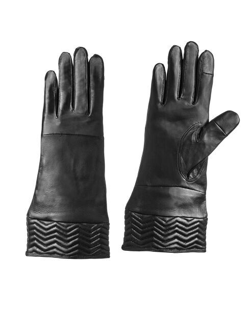 Gants en Cuir d'Agneau doublure Soie Glace noirs