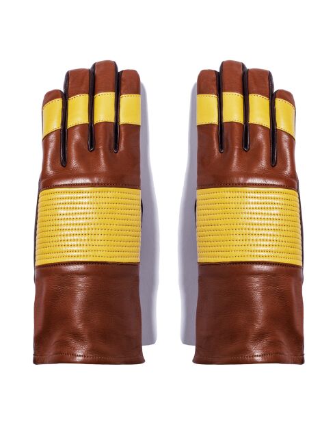 Gants en Cuir d'Agneau doublure Soie Gardiniero ocre