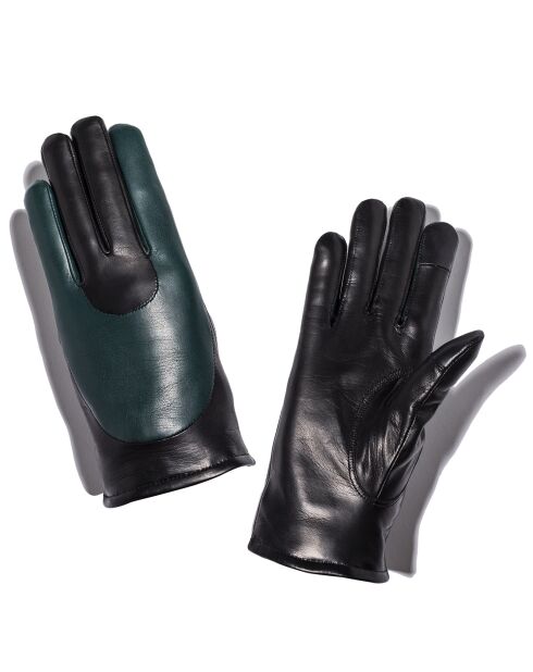 Gants en Cuir d'Agneau doublure Cachemire Halley noir/agave