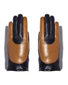 Gants en Cuir d'Agneau doublure Cachemire Halley marine/marron