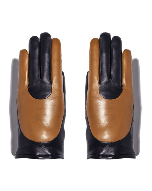 Gants en Cuir d'Agneau doublure Cachemire Halley marine/marron