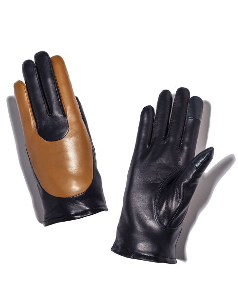 Gants en Cuir d'Agneau doublure Cachemire Halley marine/marron