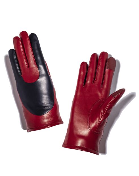 Gants en Cuir d'Agneau doublure Cachemire Halley rouge foncé