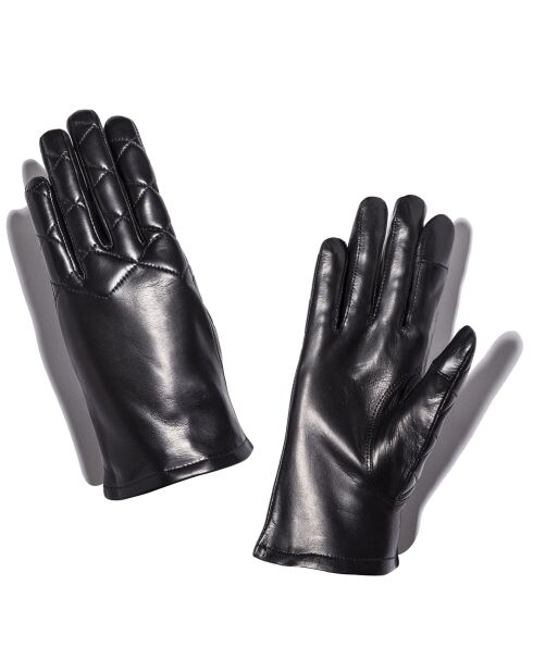 Gants en Cuir d'Agneau doublure Soie Happia noirs