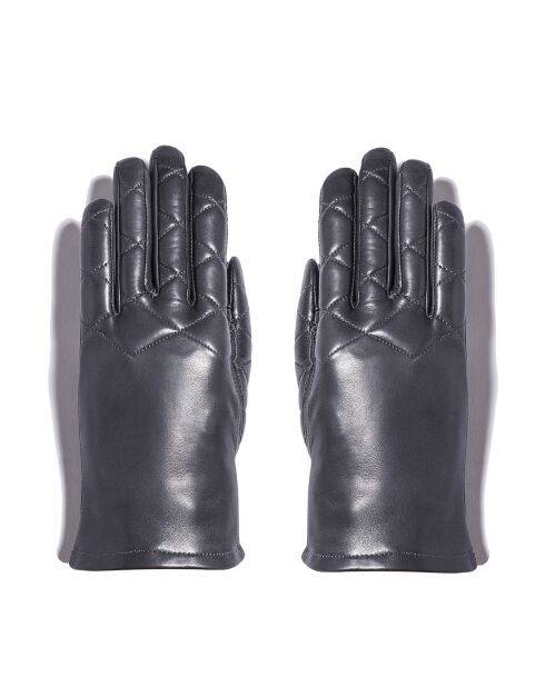 Gants en Cuir d'Agneau doublure Soie Happia gris moyen