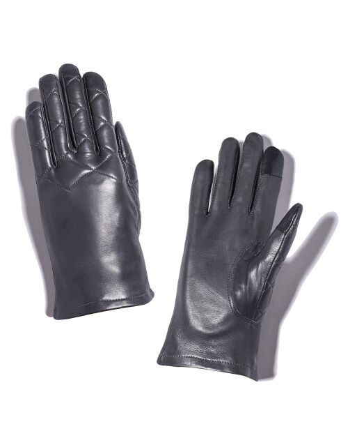 Gants en Cuir d'Agneau doublure Soie Happia gris moyen