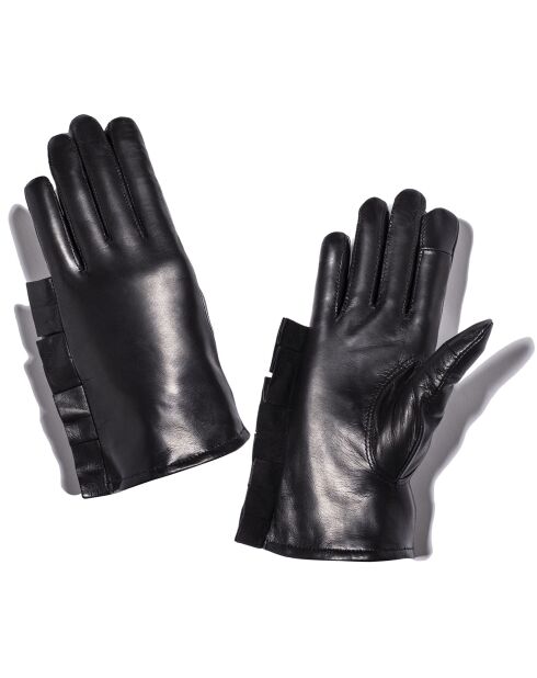 Gants en Cuir d'Agneau doublure Cachemire Happy noirs