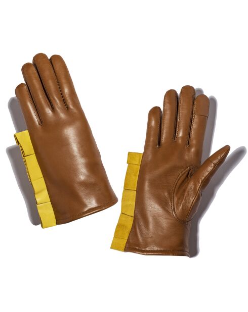 Gants en Cuir d'Agneau doublure Cachemire Happy camel