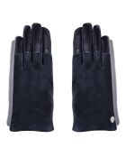 Gants en Cuir & Velours de Cuir d'Agneau doublure Soie Harmony marine