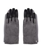 Gants en Cuir & Velours de Cuir d'Agneau doublure Soie Harmony noir/gris