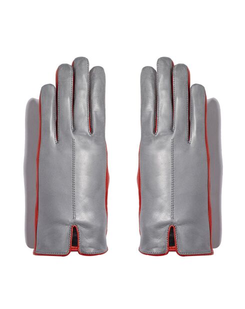 Gants en Cuir d'Agneau doublure Soie Hollow gris moyen