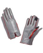 Gants en Cuir d'Agneau doublure Soie Hollow gris moyen