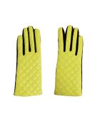 Gants en Cuir d'Agneau doublure Soie Rose N°1 jaune fluo