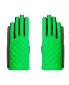 Gants en Cuir d'Agneau doublure Soie Rose N°1 vert fluo