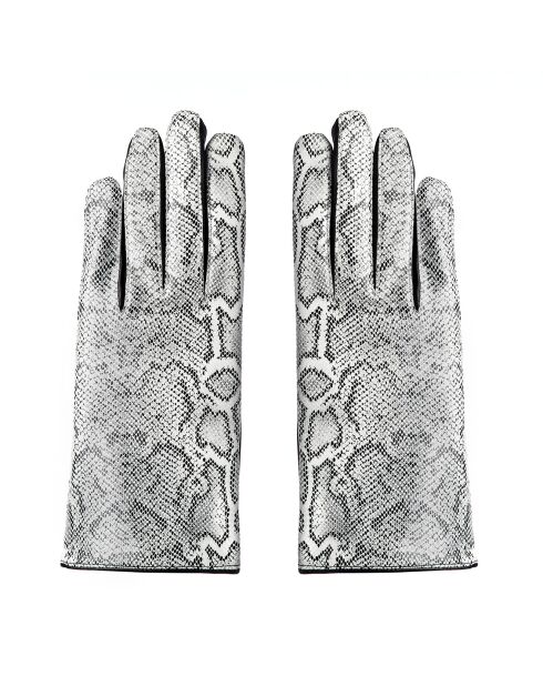 Gants en Cuir d'Agneau doublure Soie Valois gris/noir