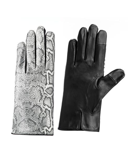 Gants en Cuir d'Agneau doublure Soie Valois gris/noir