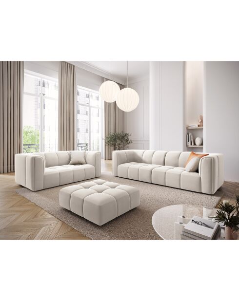 Canapé Velours Adams 2 Places beige clair - 166x96x70 cm