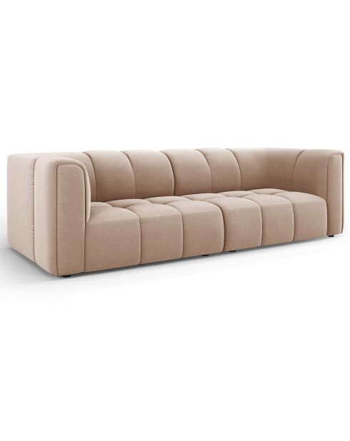 Canapé Modulaire Velours Adams 3 Places beige - 226x96x70 cm