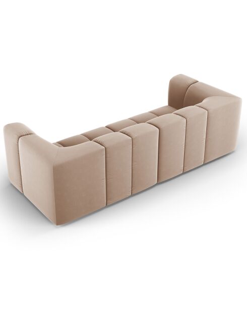 Canapé Modulaire Velours Adams 3 Places beige - 226x96x70 cm