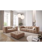 Canapé Modulaire Velours Adams 3 Places beige - 226x96x70 cm