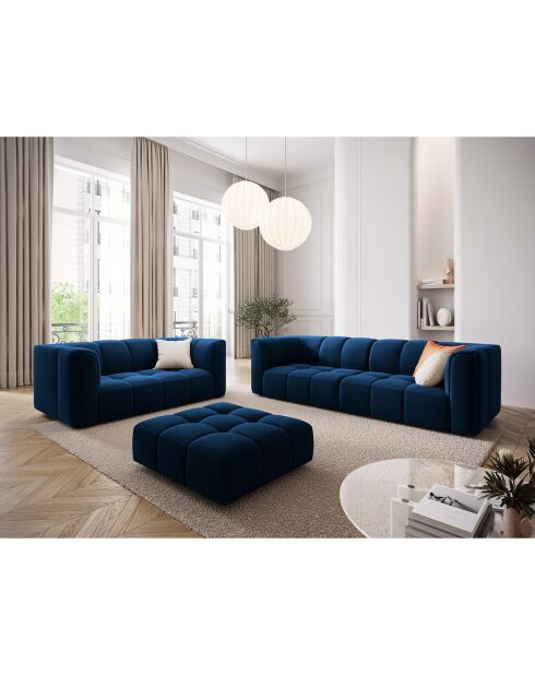 Canapé Modulaire Velours Adams 3 Places bleu roi - 226x96x70 cm