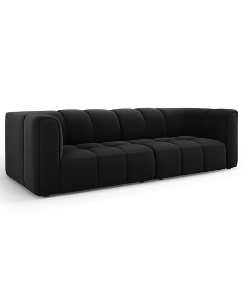 Canapé Modulaire Velours Adams 3 Places noir - 226x96x70 cm