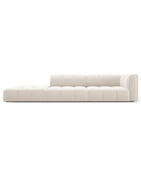 Canapé Modulable gauche en Velours Adams 4 Places beige clair - 293x96x70 cm