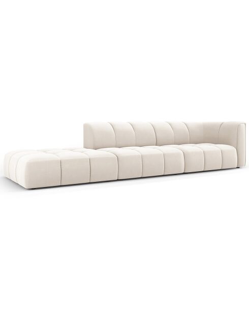 Canapé Modulable gauche en Velours Adams 4 Places beige clair - 293x96x70 cm