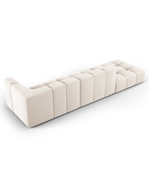 Canapé Modulable gauche en Velours Adams 4 Places beige clair - 293x96x70 cm