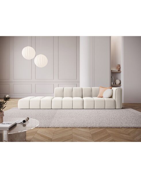 Canapé Modulable gauche en Velours Adams 4 Places beige clair - 293x96x70 cm