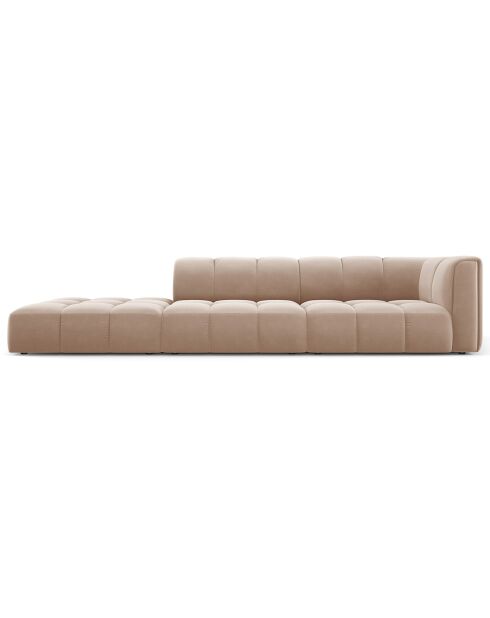 Canapé Modulable gauche en Velours Adams 4 Places beige - 293x96x70 cm