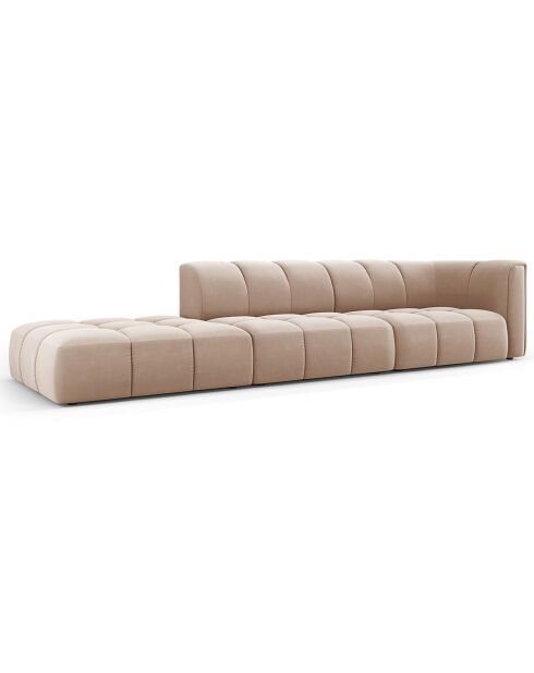 Canapé Modulable gauche en Velours Adams 4 Places beige - 293x96x70 cm