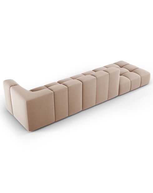 Canapé Modulable gauche en Velours Adams 4 Places beige - 293x96x70 cm