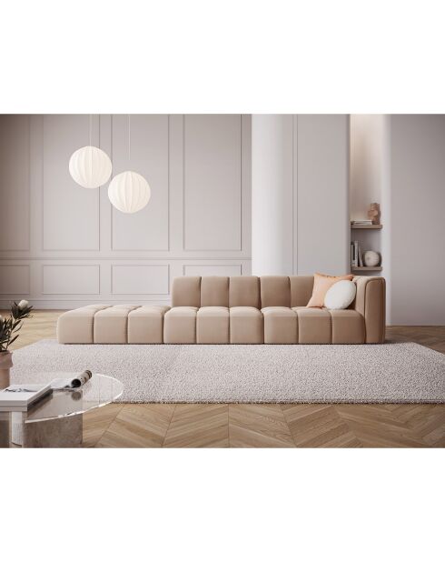 Canapé Modulable gauche en Velours Adams 4 Places beige - 293x96x70 cm