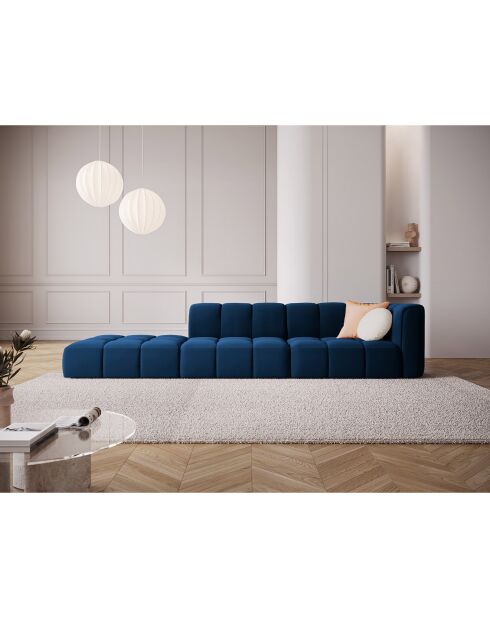Canapé Modulable gauche en Velours Adams 4 Places bleu roi - 293x96x70 cm