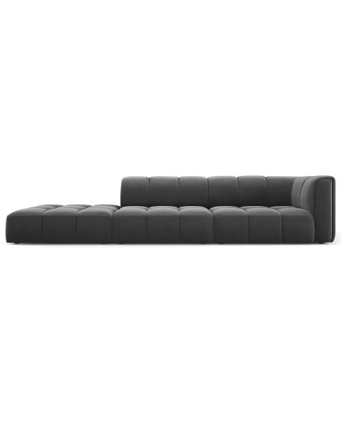 Canapé Modulable gauche en Velours Adams 4 Places gris - 293x96x70 cm
