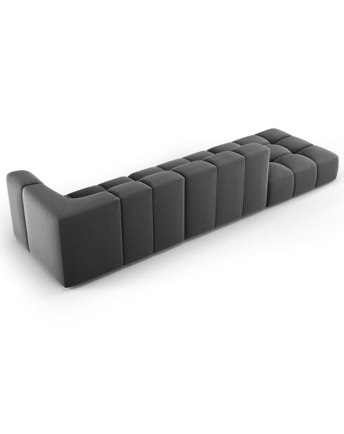 Canapé Modulable gauche en Velours Adams 4 Places gris - 293x96x70 cm