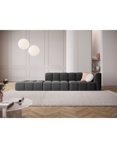 Canapé Modulable gauche en Velours Adams 4 Places gris - 293x96x70 cm