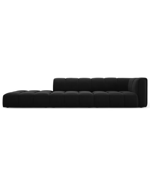 Canapé Modulable gauche en Velours Adams 4 Places noir - 293x96x70 cm