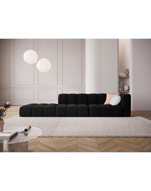 Canapé Modulable gauche en Velours Adams 4 Places noir - 293x96x70 cm