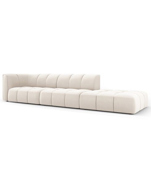 Canapé Modulable droit en Velours Adams 4 Places beige clair - 293x96x70 cm