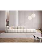 Canapé Modulable droit en Velours Adams 4 Places beige clair - 293x96x70 cm