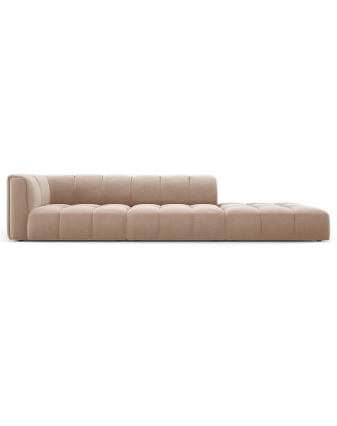 Canapé Modulable droit en Velours Adams 4 Places beige - 293x96x70 cm