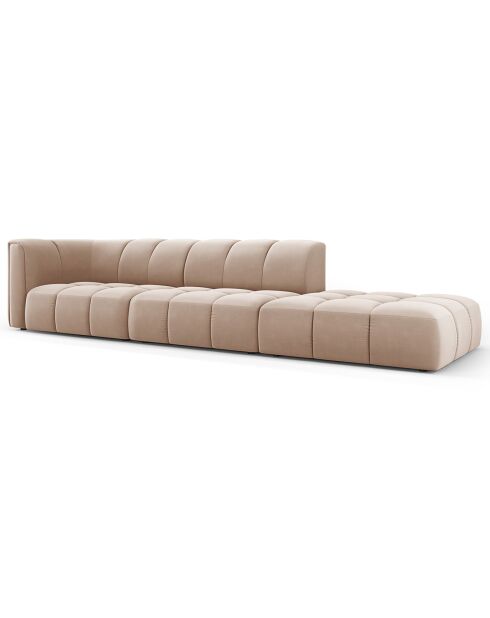 Canapé Modulable droit en Velours Adams 4 Places beige - 293x96x70 cm
