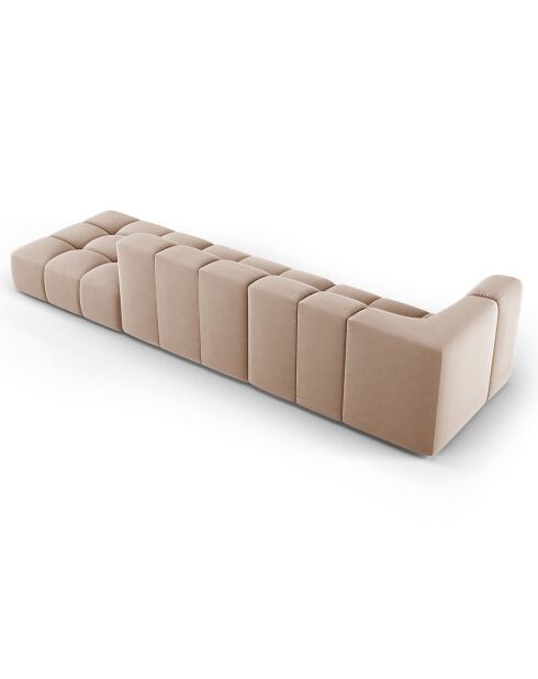 Canapé Modulable droit en Velours Adams 4 Places beige - 293x96x70 cm