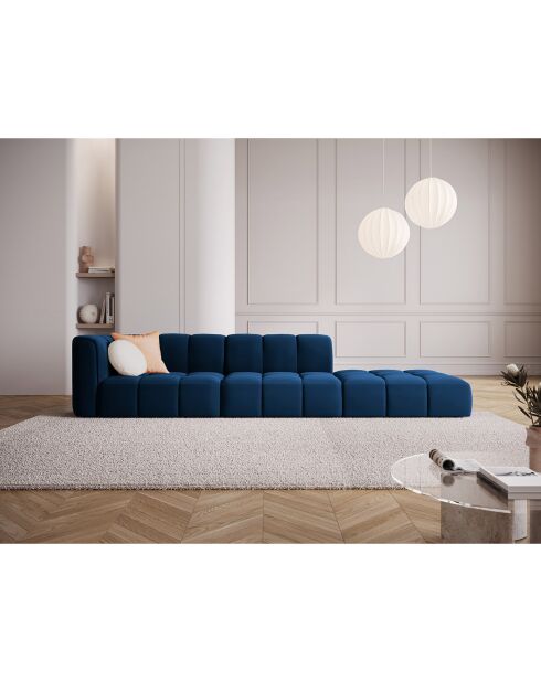 Canapé Modulable droit en Velours Adams 4 Places bleu roi - 293x96x70 cm