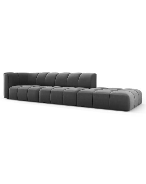 Canapé Modulable droit en Velours Adams 4 Places gris - 293x96x70 cm